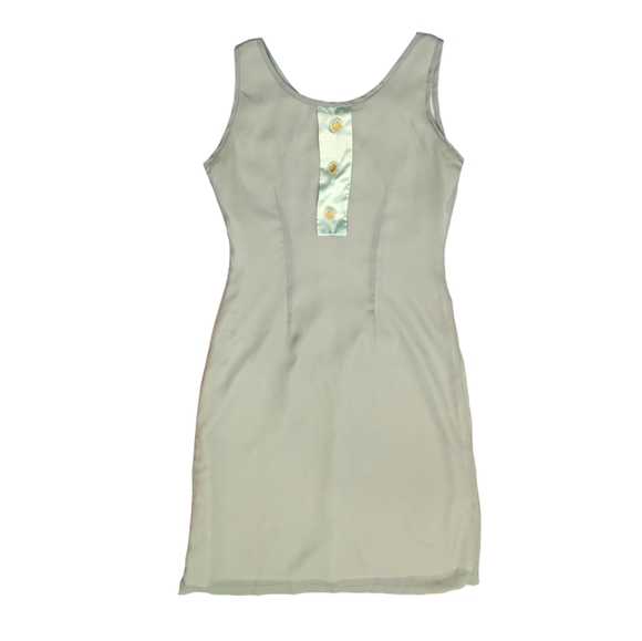 Vintage 90s Diva Sage Green Maxi Dress and Bolero Set Gold Buttons Size S/M - Picture 6 of 11